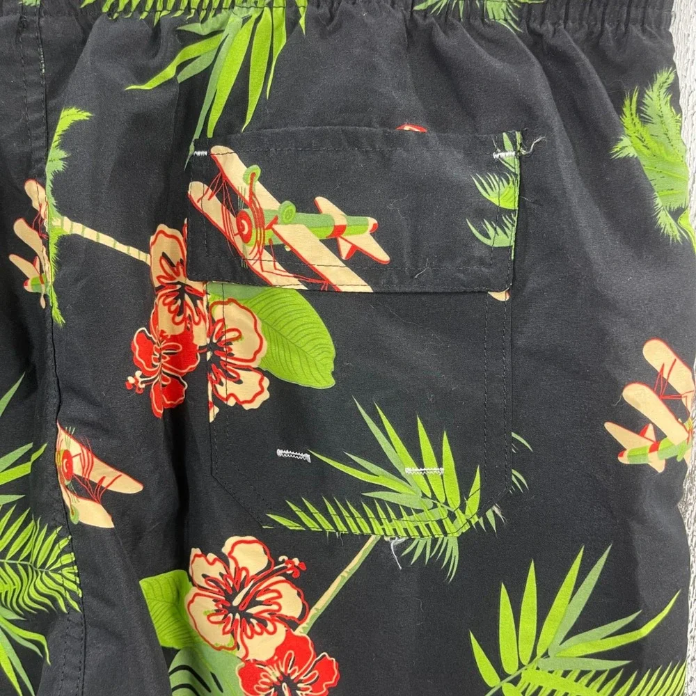 U.S‎ Polo Assn Tropical Swim Trunks XL Black Floral Beach Shorts Mesh